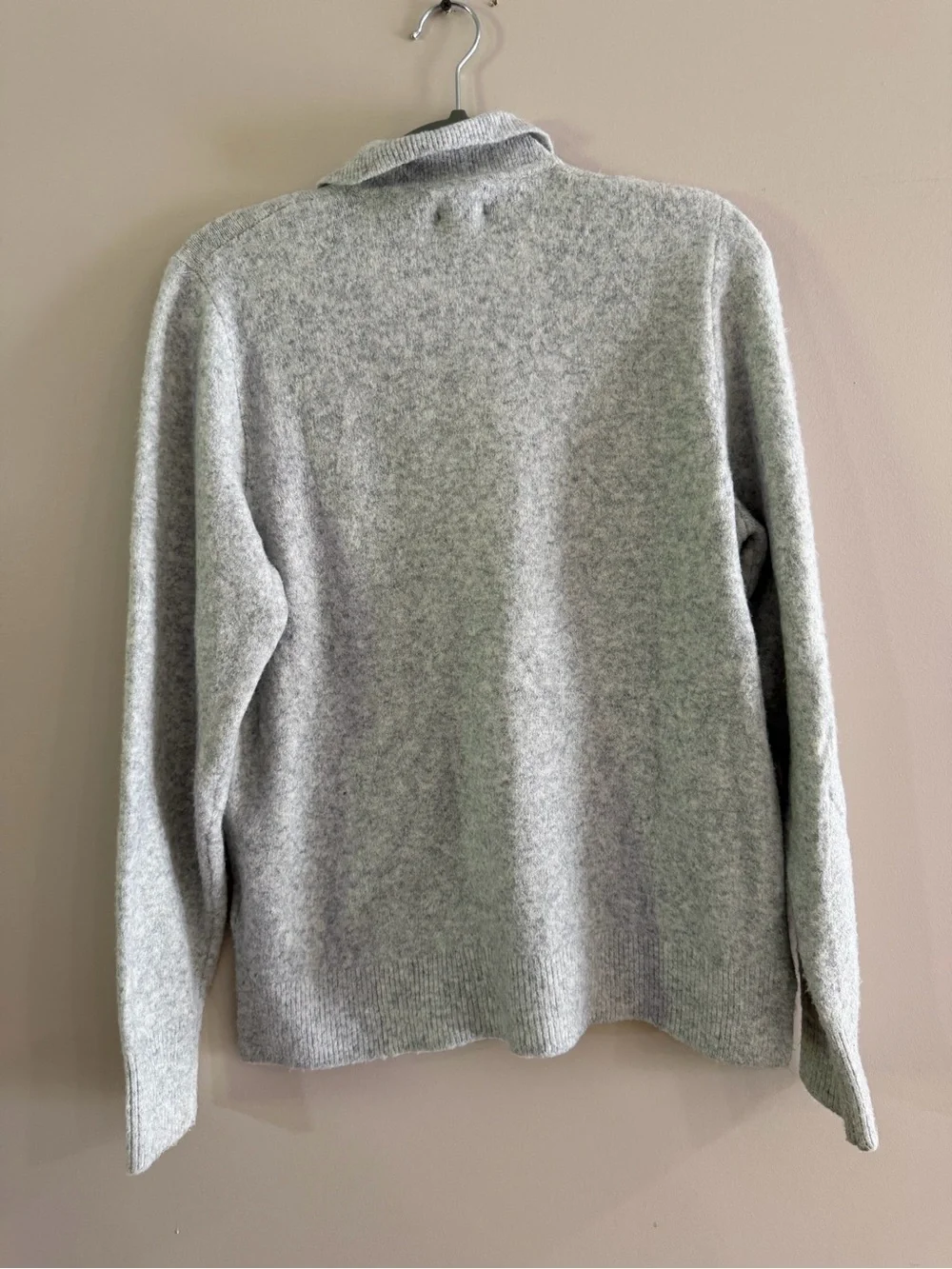 J. Crew Light Gray V‑Neck Collared Sweater